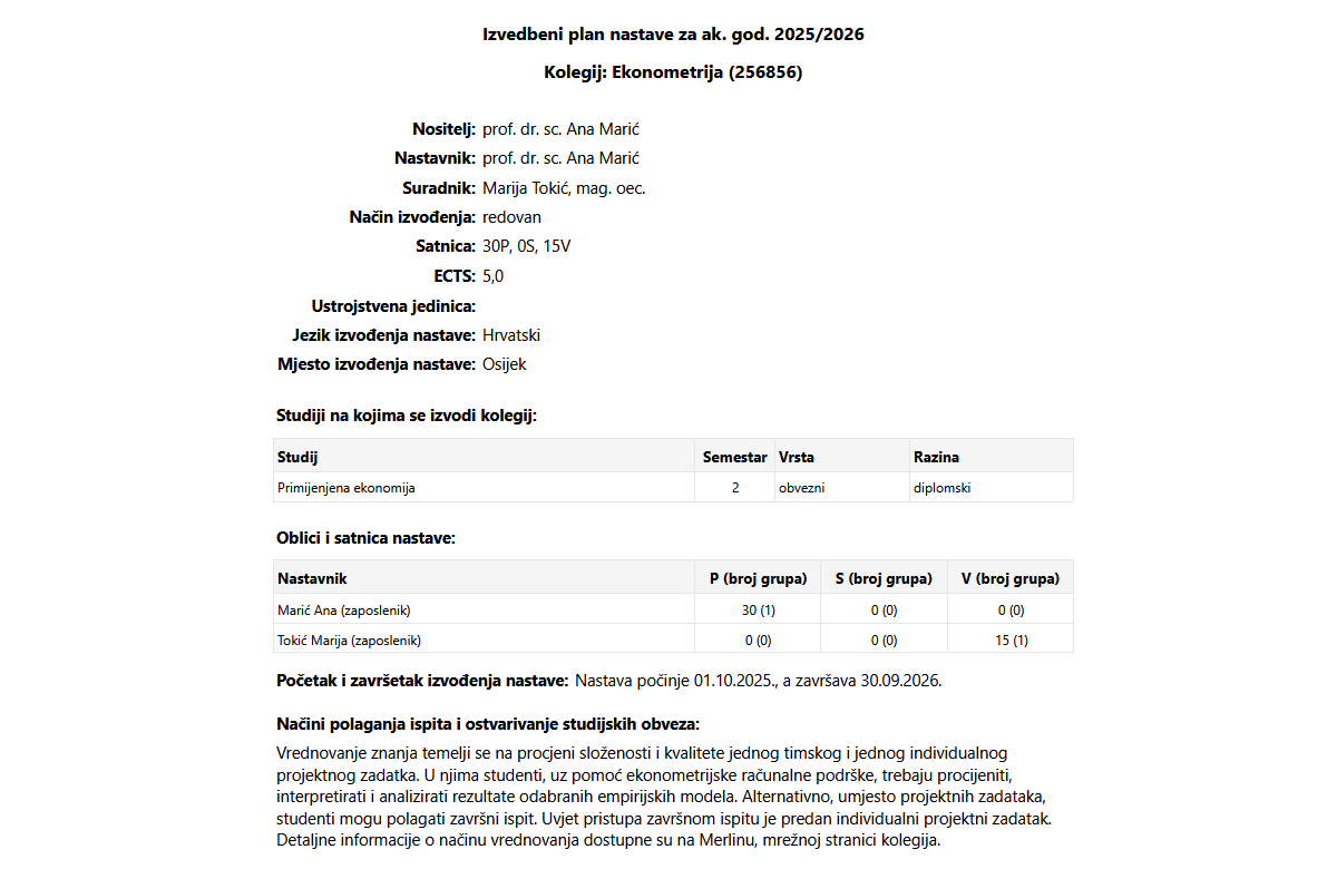 Izvedbeni plan modul