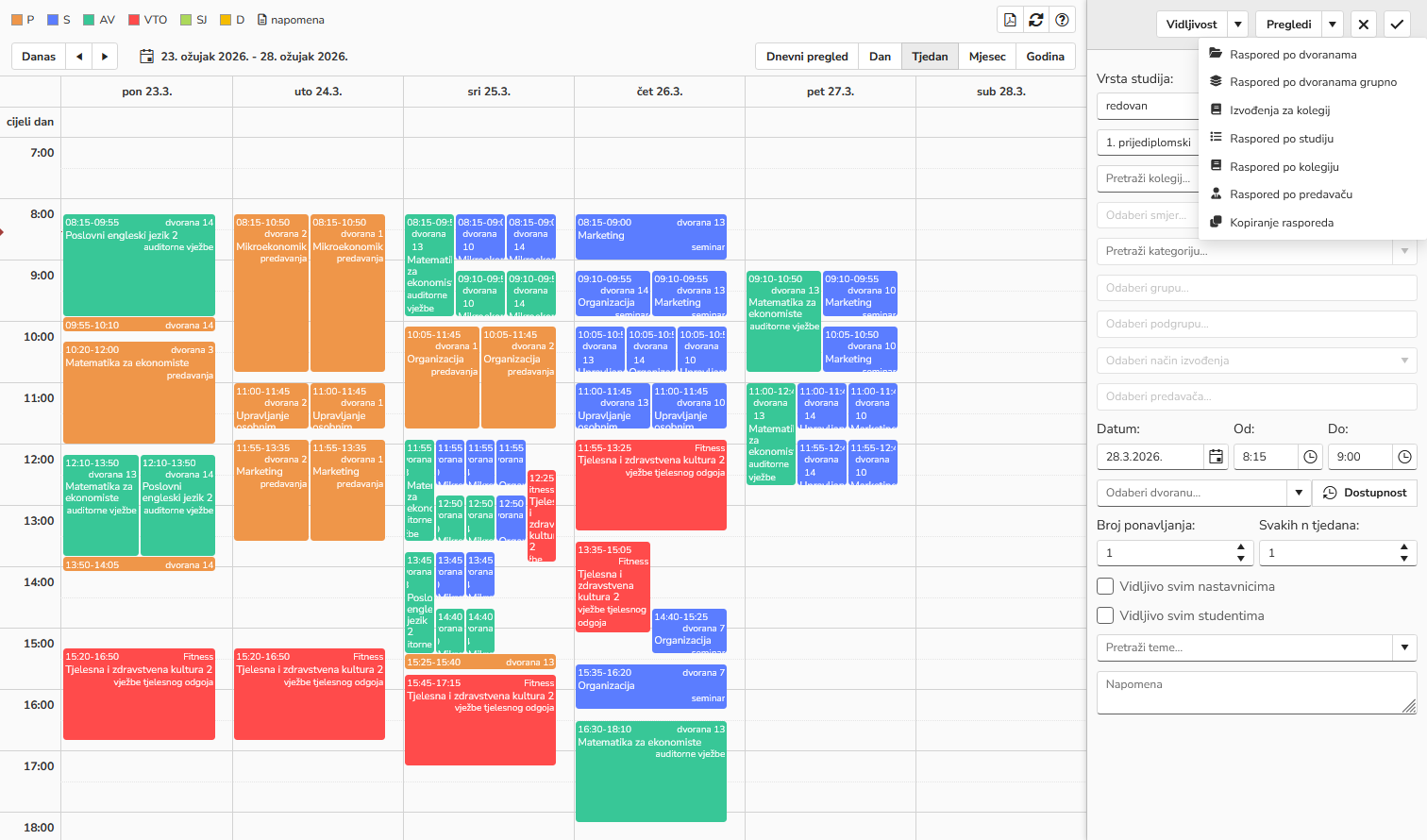 Upravljanje rasporedom nastave
